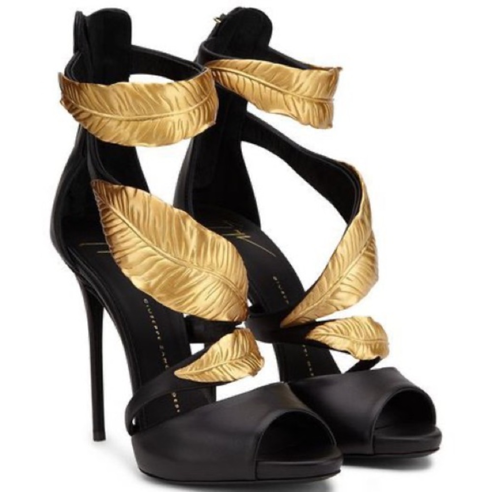 Worn once Giuseppe Zanotti COLINE JETI LEATHER HIGH BLACK PUMPS 38.5